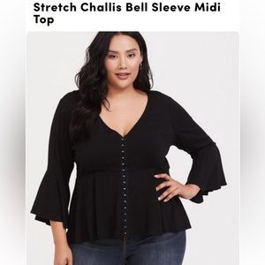 Torrid stretch challis bell sleeve top